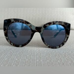 Tory Burch Brown/ Blue Tortoise Oversized Sunglasses with Cat-Eye Frame